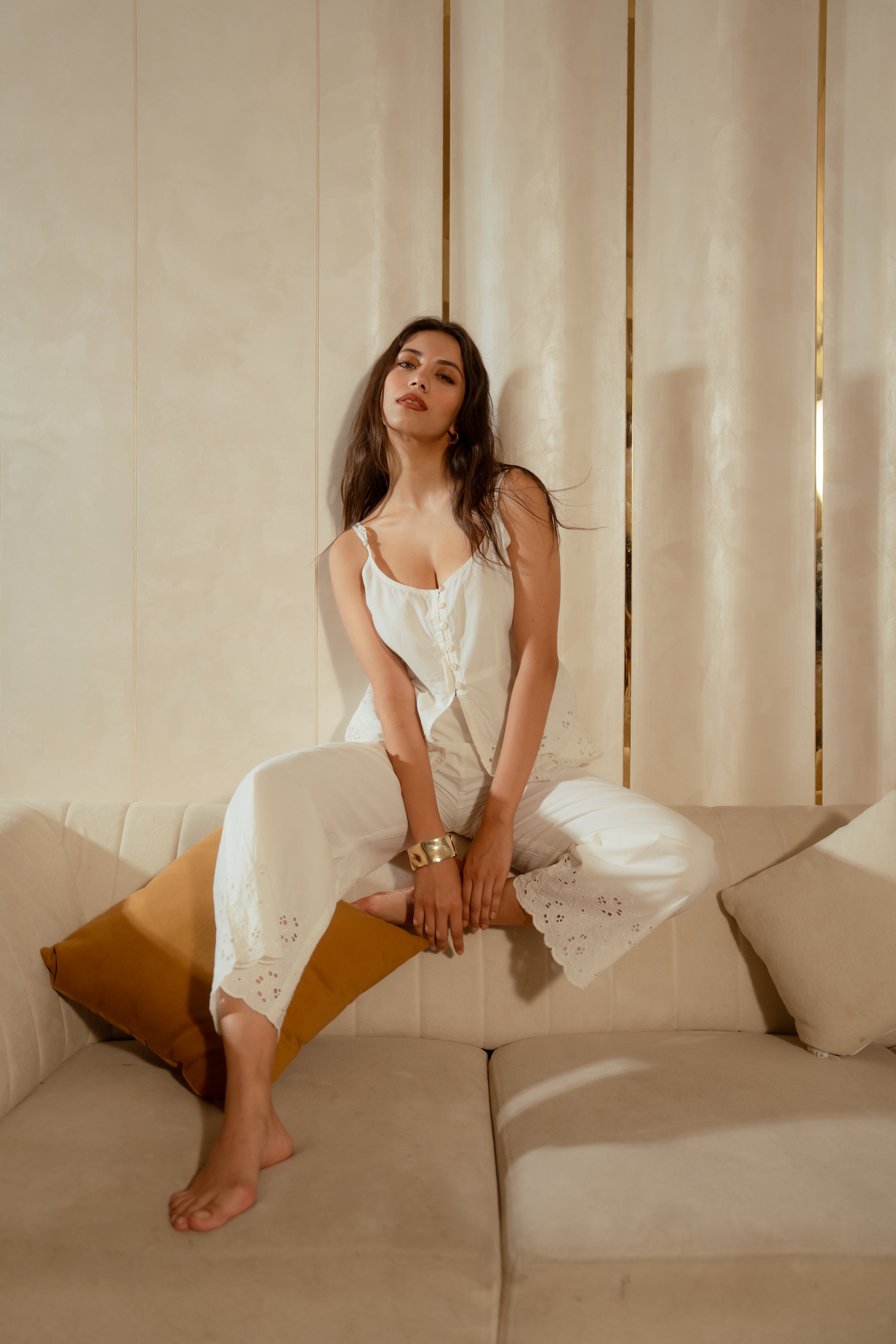 Ivory Schiffli Lounge Set