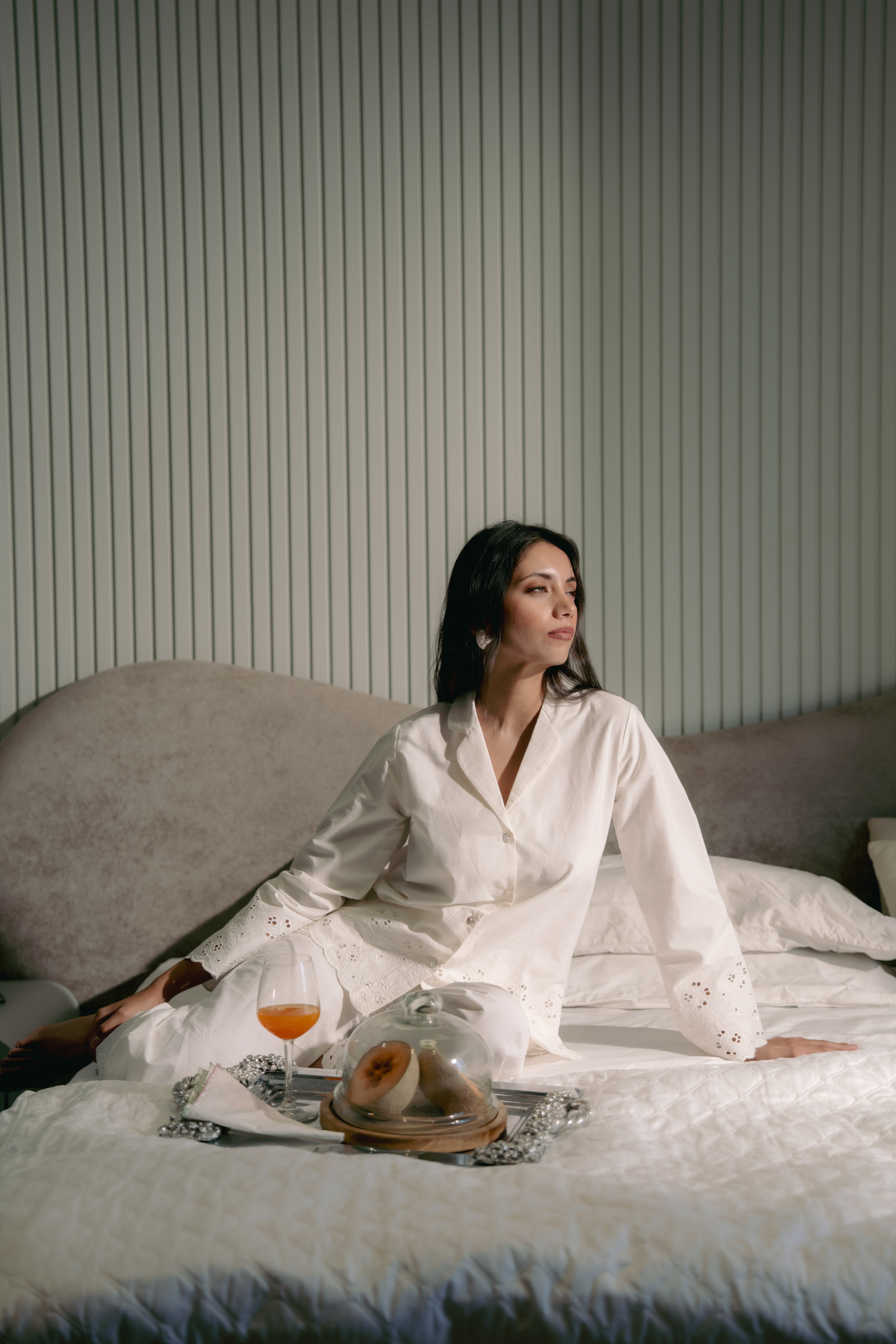 Ivory Schiffli Pajama Set