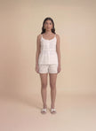 Ivory Schiffli Lounge Shorts Set