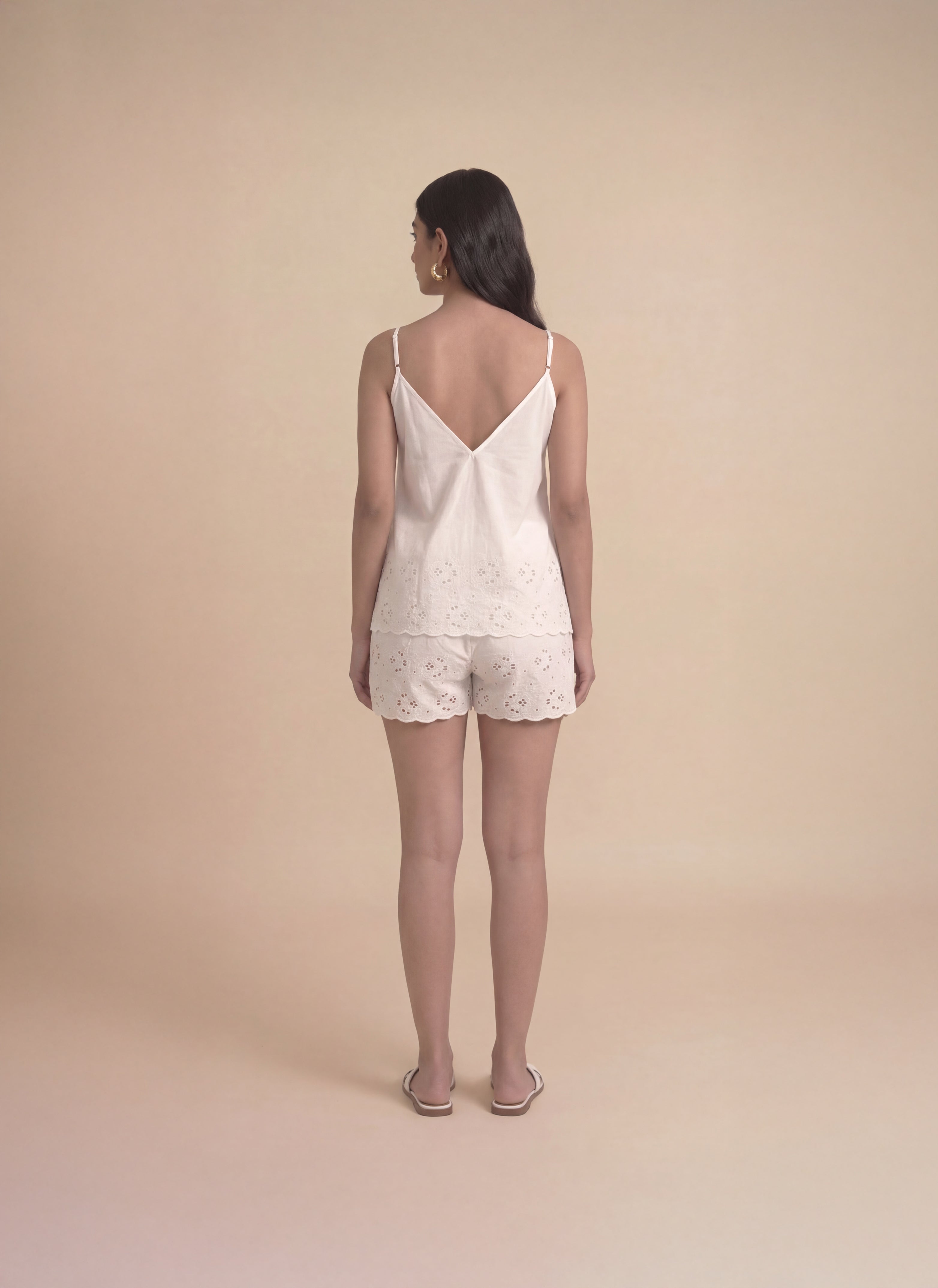 Ivory Schiffli Lounge Shorts Set