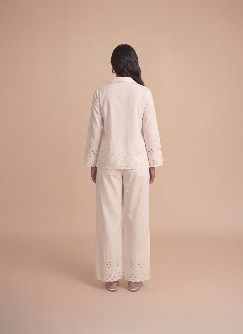 Ivory Schiffli Pajama Set