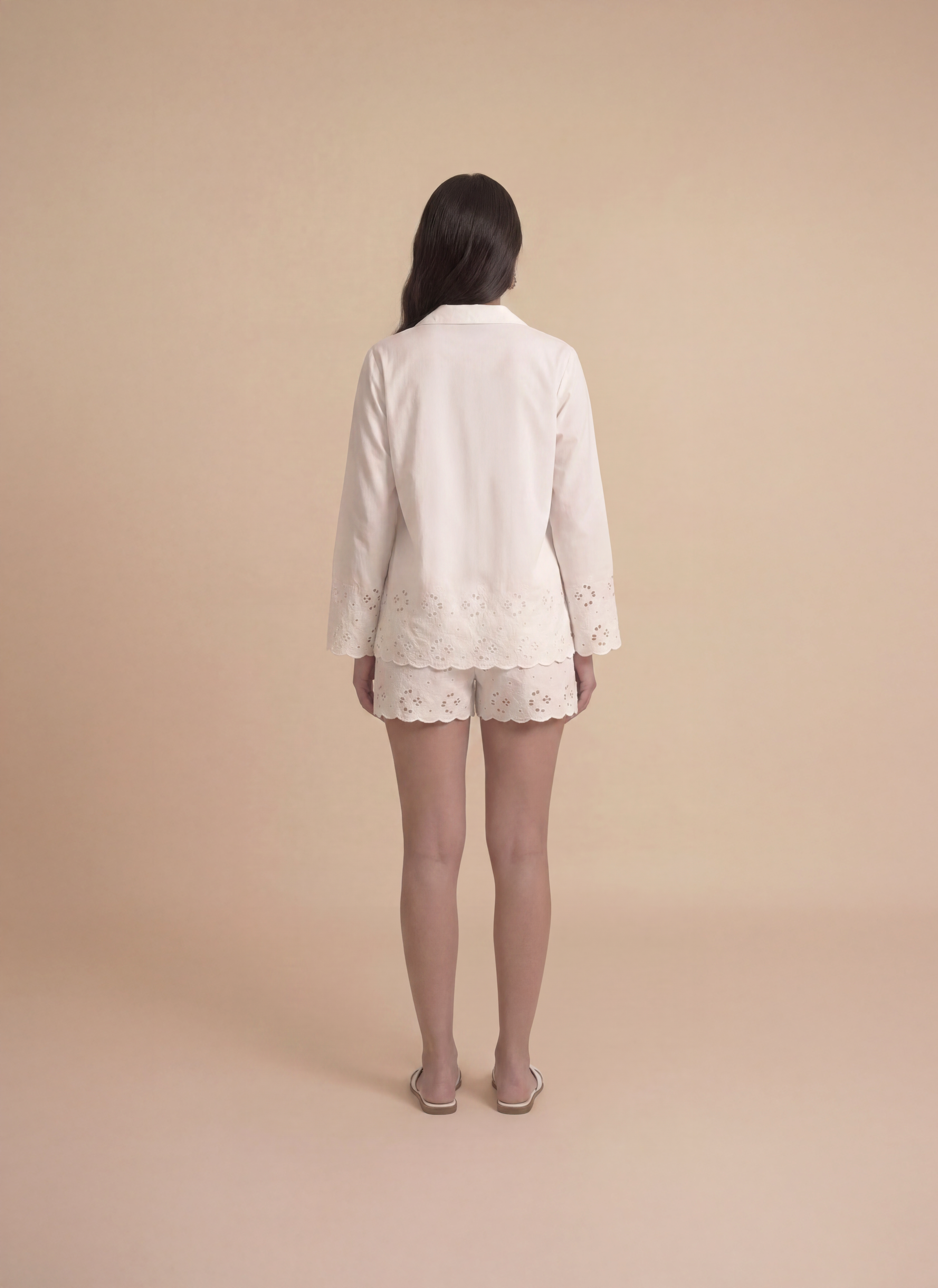 Ivory Schiffli Shorts Set